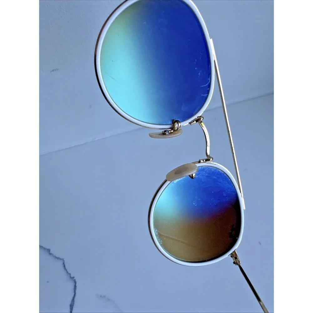Ray-Ban RB3647N Blue Gradient Round Double Bridge Sunglasses Case Included